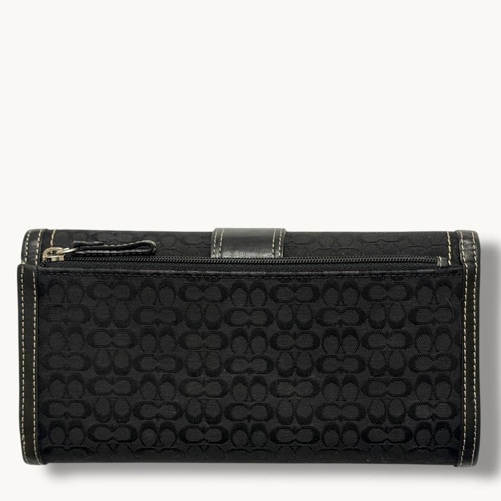 COACH Vintage Black Signature Soho Buckle Trifold Checkbook Wallet - Picture 2 of 5